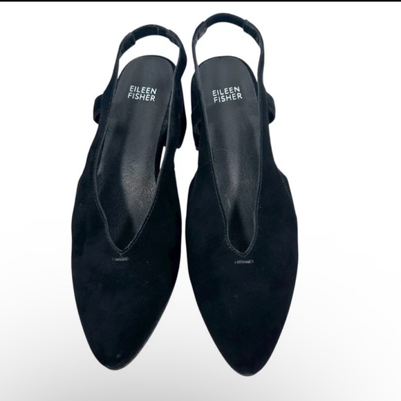Eileen Fisher Women's Gatwick Slingback Pump Black Suede Low Heel size 8 - Picture 2 of 3
